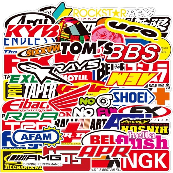 100 Pcs Car Sticker and Moto Brand Logo Sticker Pack - Picture 1 of 4